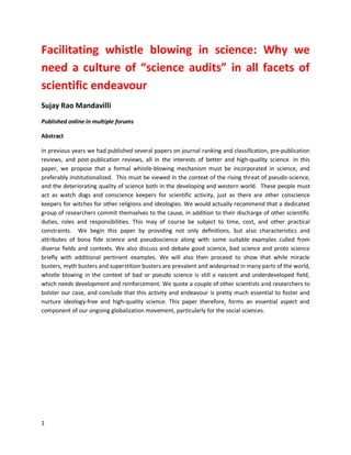 Establishing a Culture of Science Audits to Combat Pseudoscience | PDF