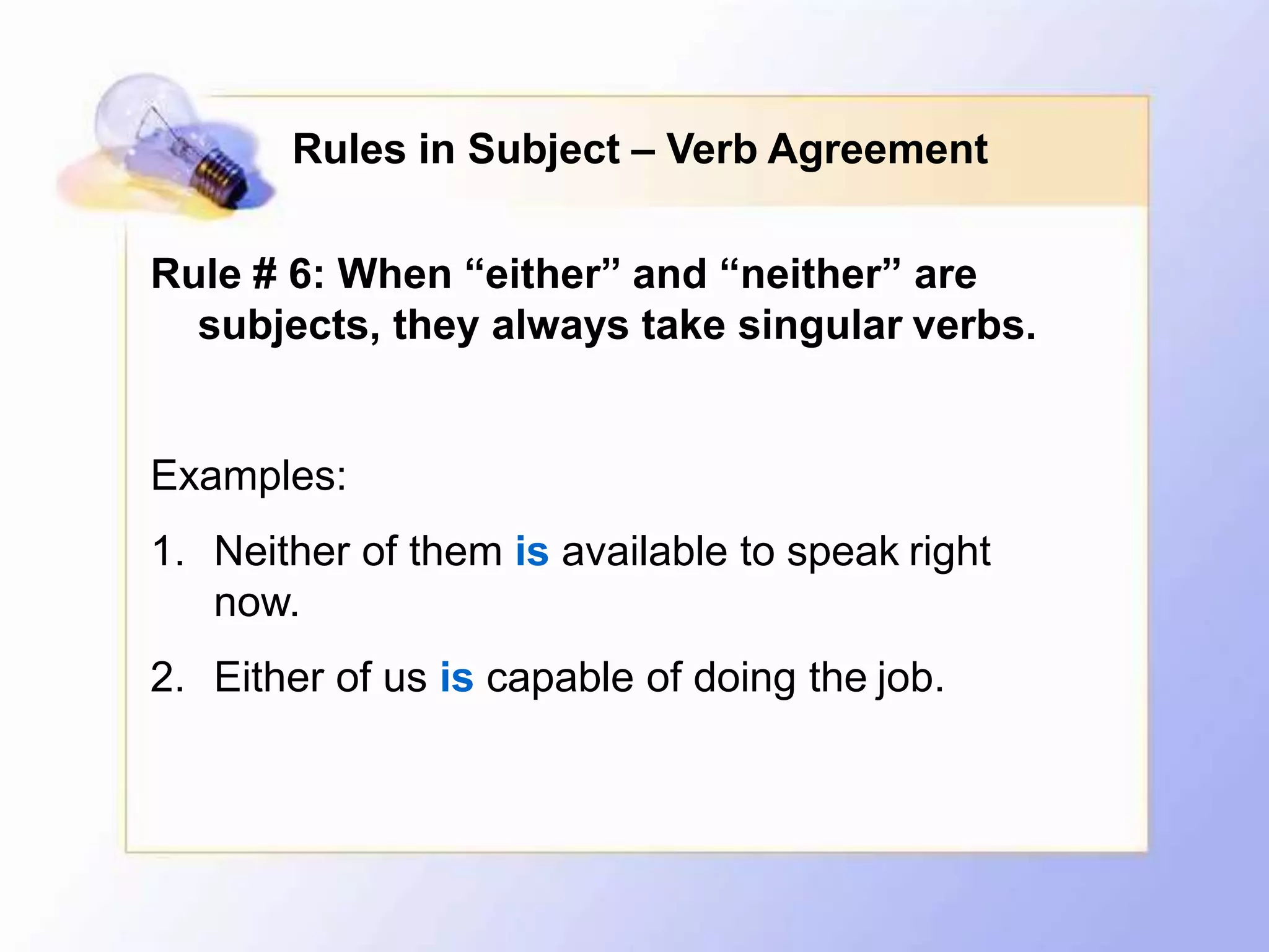 Subject-verb agreement | PPTX