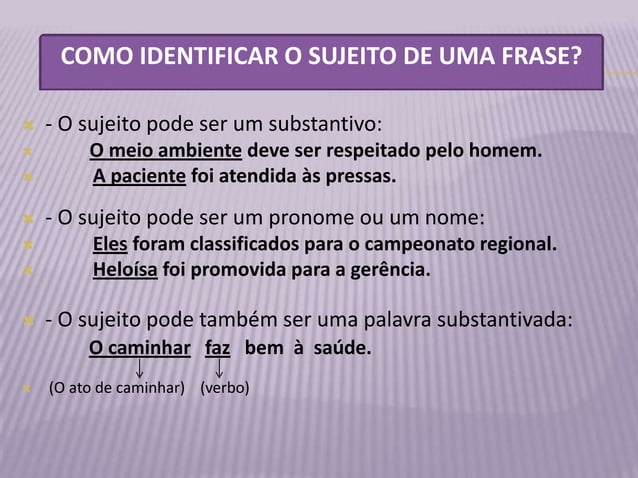 Sujeito, Núcleo do Sujeito, Predicado e Predicativo. | PPTX