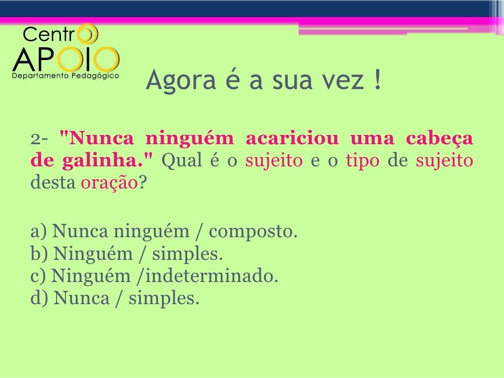 Exercicios Termos Essenciais Da Oração Sujeito E Predicado