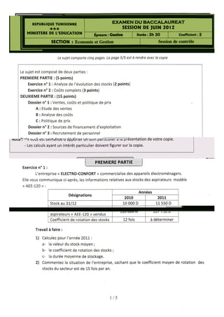 Sujet economie gest2012