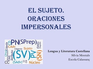 Lengua y Literatura Castellana Sílvia Montals Escola Calassanç EL SUJETO. ORACIONES IMPERSONALES 