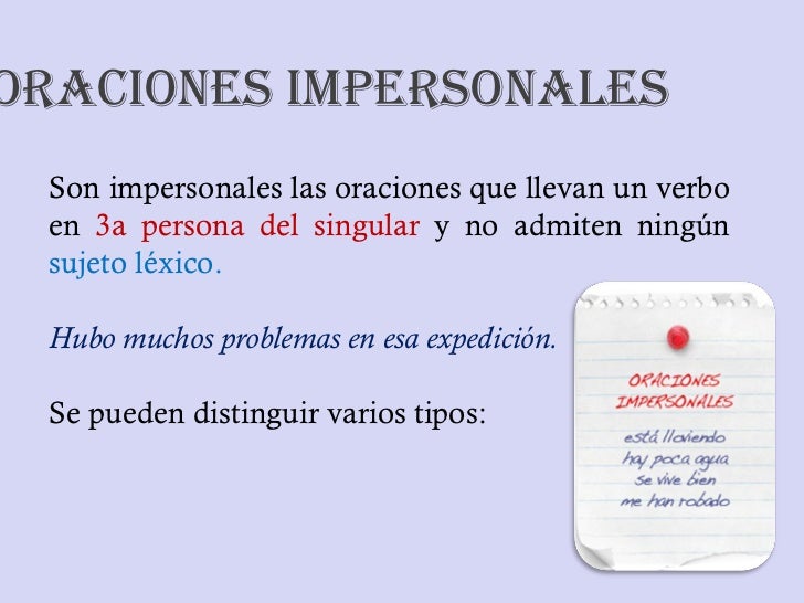 Sujeto y oraciones impersonales