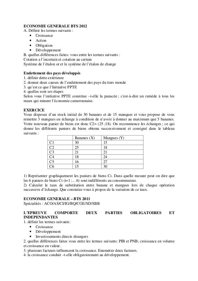Sujets Bts Eco Ge E Eoe 2012 E 2011