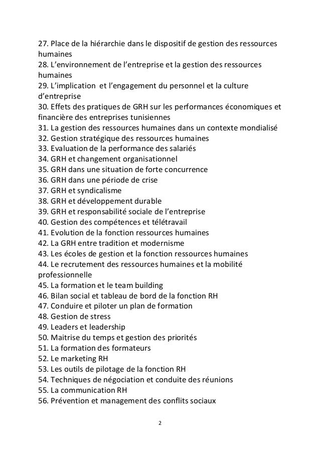 Exemple Theme De Memoire En Ressources Humaines