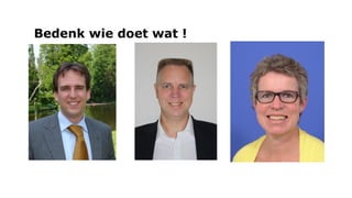 Bedenk wie doet wat !
 