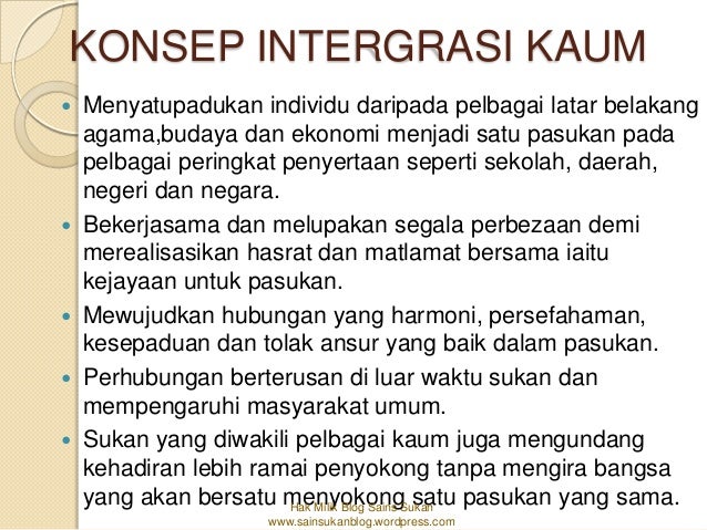 Maksud Integrasi Kaum Dalam Masyarakat