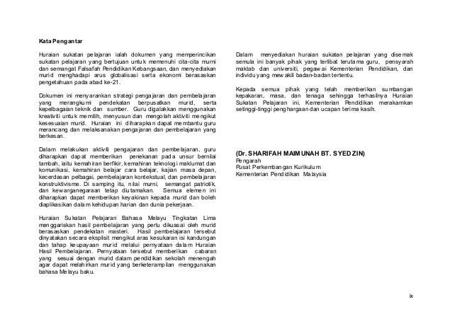 Sukatan Pelajaran Bahasa Melayu Tingkatan 5