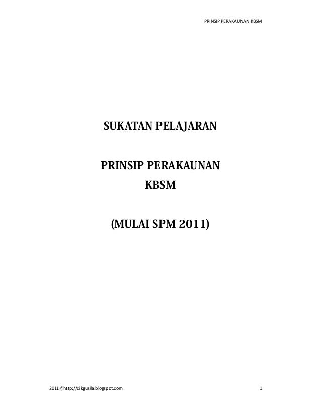 Sukatan Pelajaran Prinsip Perakaunan