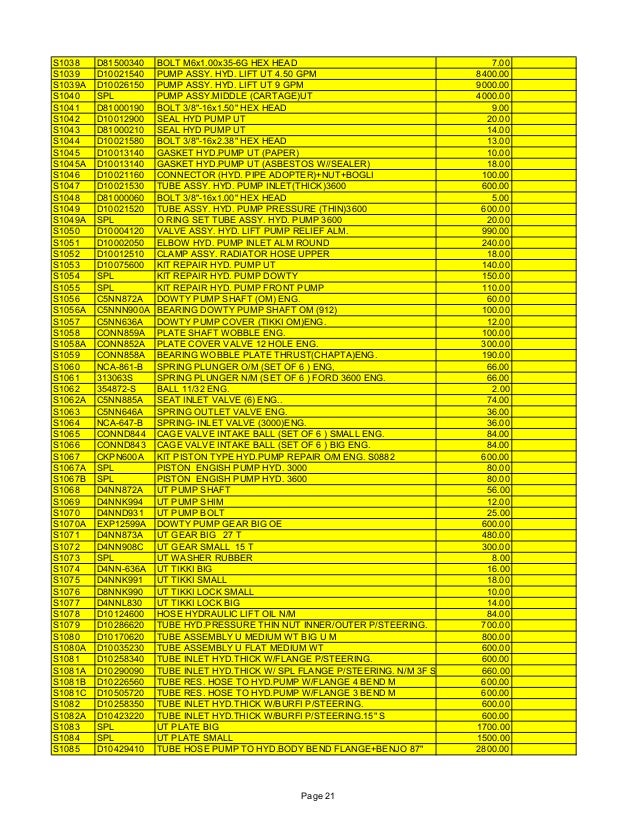 Farmtrac And Ford Tractors Parts Price List And Catalog Farmtrac And Ford Tractors Parts Price List And Catalog