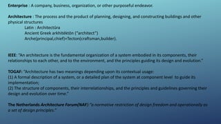 Enterprise Architecture and TOGAF, Quick Look | PPTX
