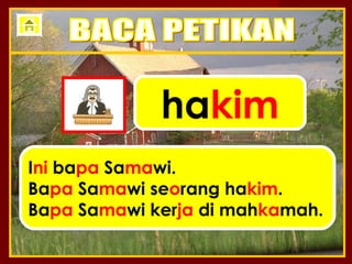 hakim
Ini bapa Samawi.
Bapa Samawi seorang hakim.
Bapa Samawi kerja di mahkamah.
 