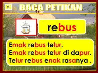 rebus
Emak rebus telur.
Emak rebus telur di dapur.
Telur rebus enak rasanya .
 