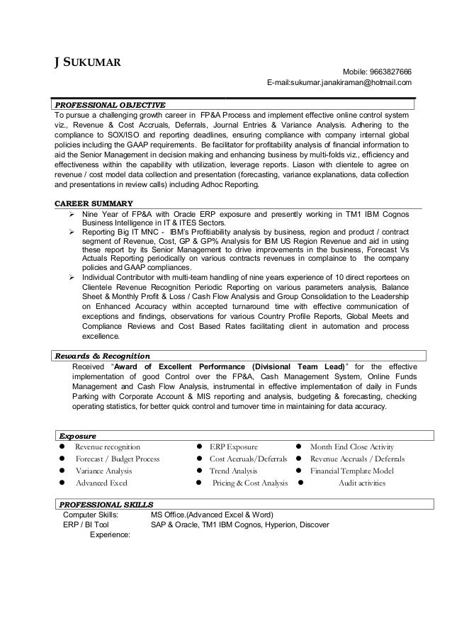 Financial skills resume image