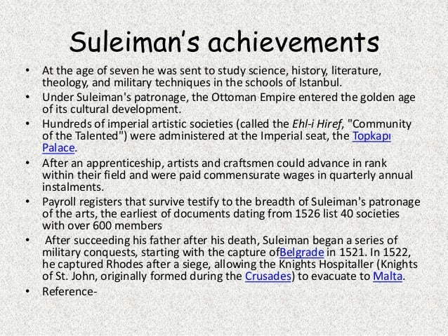 What were Suleiman's accomplishments?
