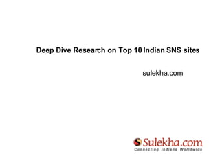 Deep Dive Research on Top 10 Indian SNS sites sulekha .com 