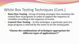 white box and black box testing in software engineering | PPTX