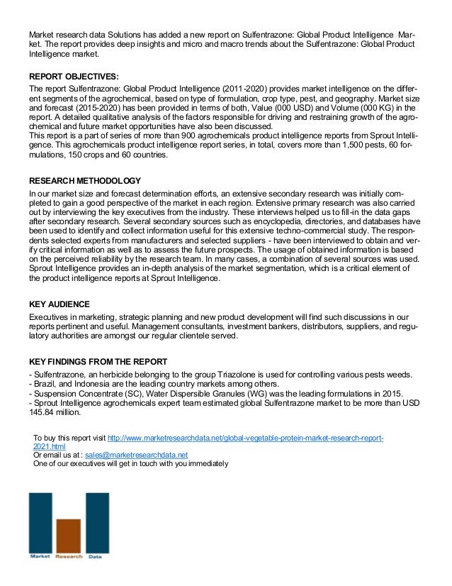 sulfentrazone global product intelligence 2015 2020 sulfentrazone