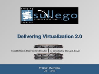 Delivering Virtualization 2.0 Product Overview Q4 – 2008 for Consolidating Storage & Server Virtualization Scalable Rack & Stack Clustered Solution 