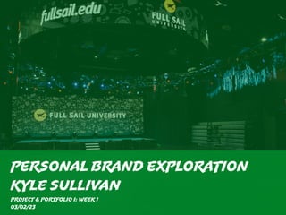 PERSONAL BRAND EXPLORATION
Kyle Sullivan
Project & Portfolio I: Week 1
03/02/23
 