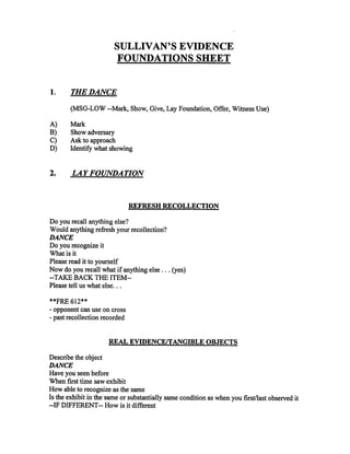 Sullivan's evidence foundation sheet