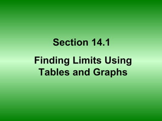 Section 14.1  Finding Limits Using Tables and Graphs 