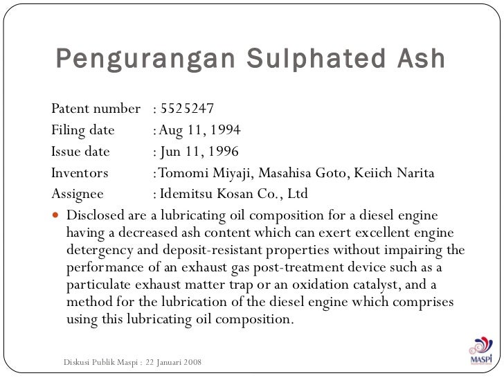 Sulphated ash itb