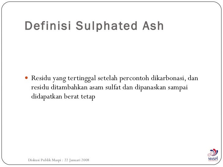 Sulphated ash itb