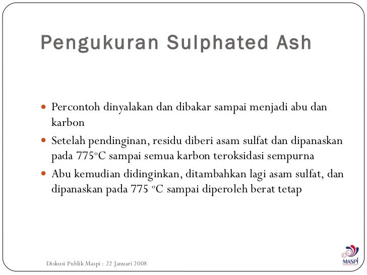 Sulphated ash itb