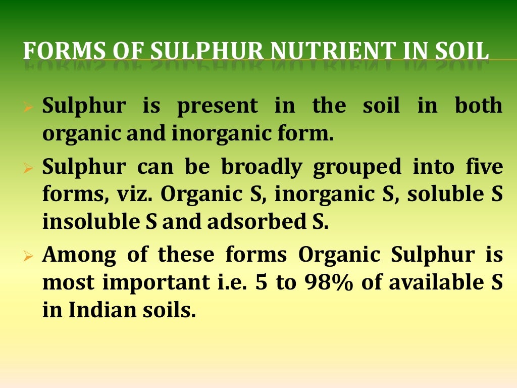 Sulphur nutrition in plants