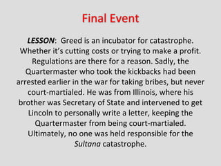 LESSON: Greed is an incubator for catastrophe.
Whether it’s cutting costs or trying to make a profit.
Regulations are ther...