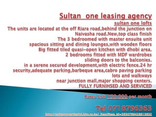 Sultan  one leasing agency-NAIVASHA ROAD KILIMANI FURNISHED TO LET