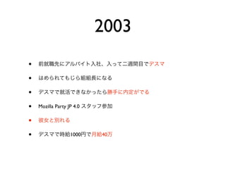 2003
•
•
•
•   Mozilla Party JP 4.0

•
•                  1000    40
 