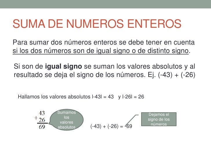 Suma de numeros enteros humberto perez