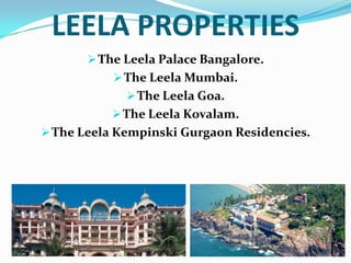 LEELA PROPERTIESThe Leela Palace Bangalore.