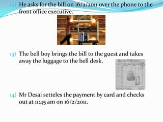                The FINAL stage of the cycle is DEPARTURE,    which is when the guest is ready to check out. The main objective here is to settle the guest account, update room status information, and create a guest history record. In an attempt to ensure repeat guests it is important to find out if the guest has enjoyed their stay at this point. 
