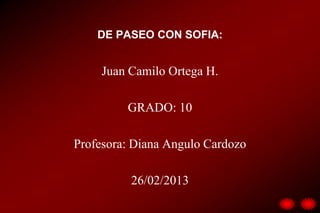 DE PASEO CON SOFIA:


     Juan Camilo Ortega H.

         GRADO: 10

Profesora: Diana Angulo Cardozo

          26/02/2013
 