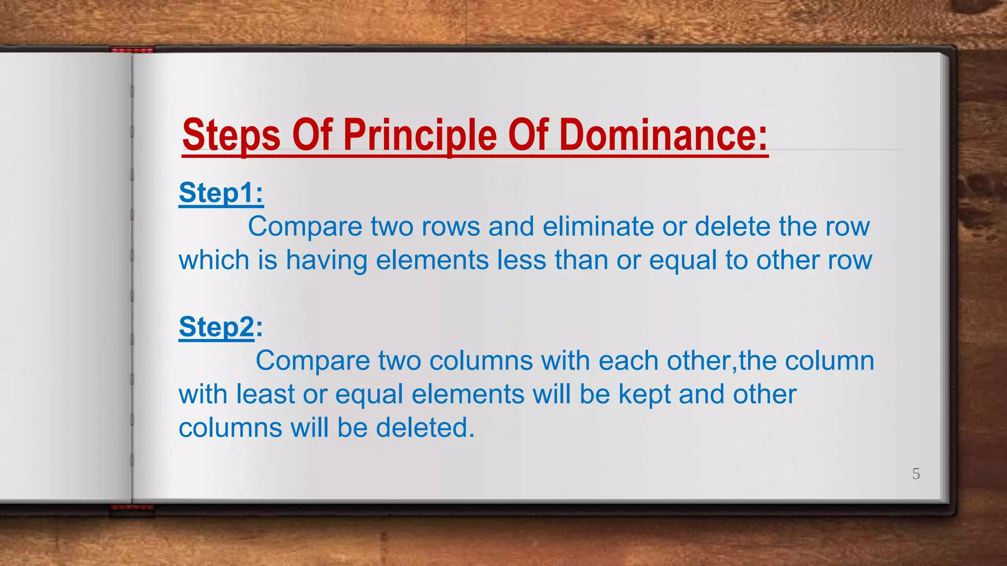 GAME THEORY - Problems on Dominance principle | PPTX
