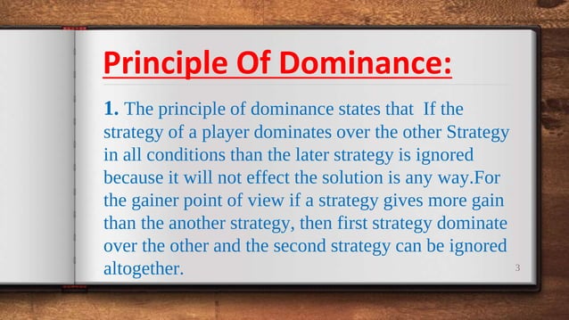 GAME THEORY - Problems on Dominance principle | PPTX