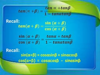 Proof on Sum and Difference of Trigonometric Identities | PPTX
