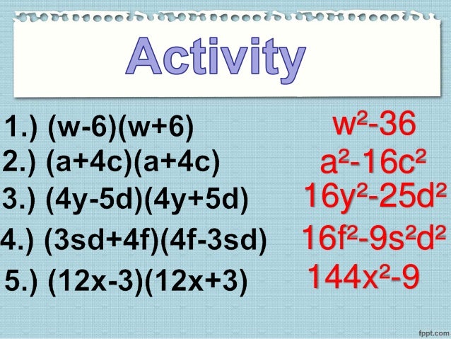 Sum and difference of two squares