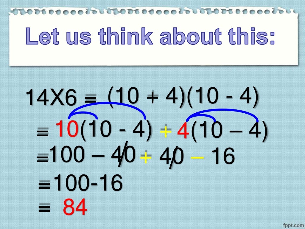 Sum and difference of two squares
