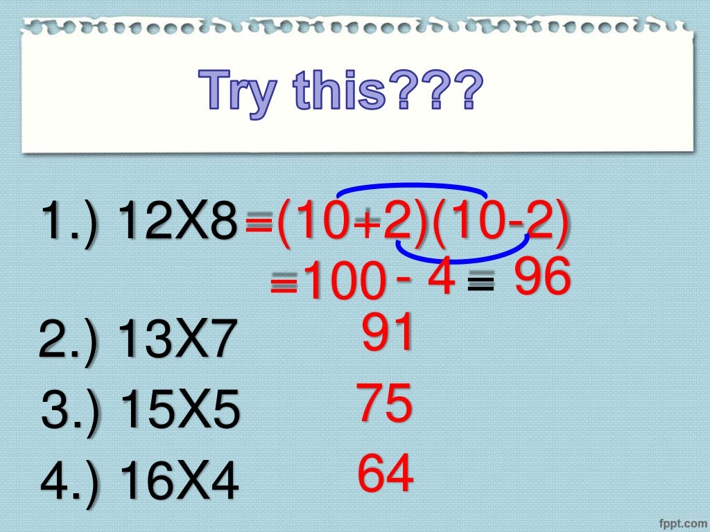 Sum and difference of two squares
