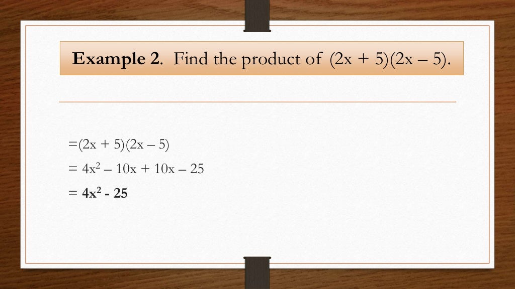 Sum and difference of two squares