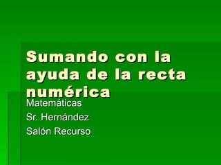 Sumando con la ayuda de la recta numérica Matemáticas Sr. Hernández  Salón Recurso 