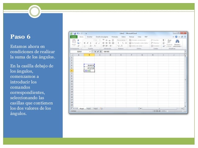 Sumando ángulos en excel slideshare