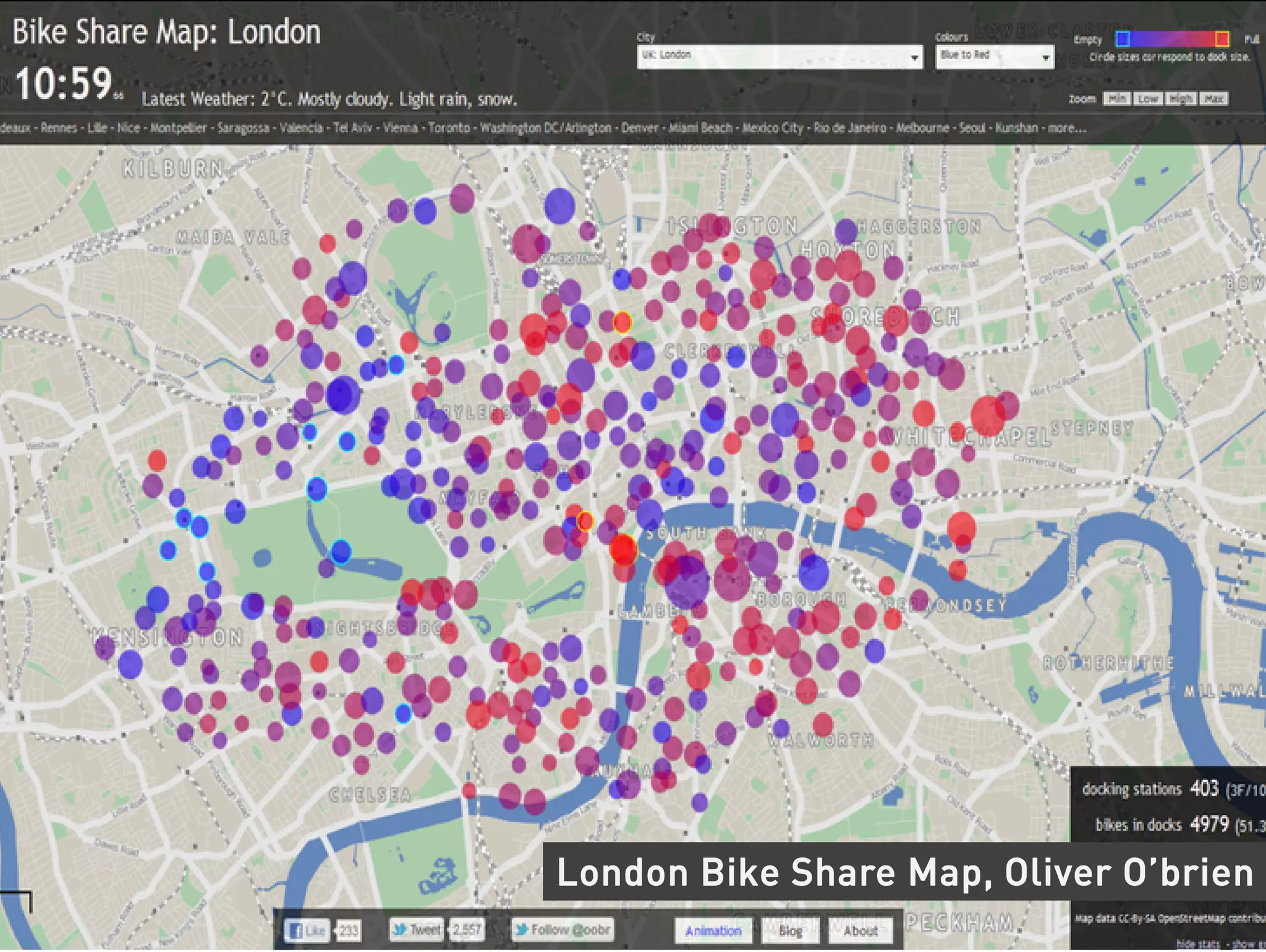 London Bike Share Map, Oliver O’brien
 