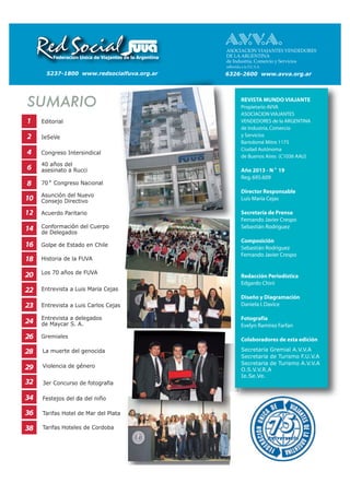 Revista Mundo Viajante Nro. 19 - Sumario
