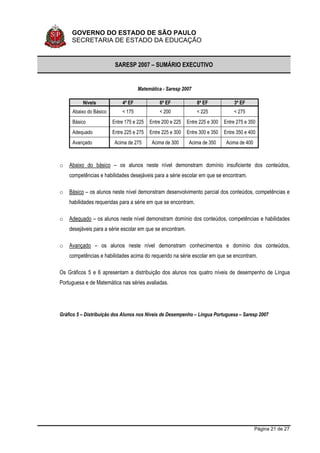 Sumario Executivo Saresp 2007