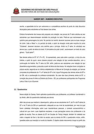 Sumario Executivo Saresp 2007